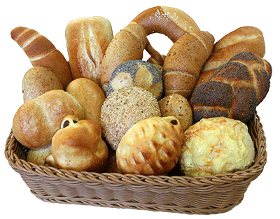 Croissants, Semmeln, Hefezopf, Mohnzopf, Hefeigel, Käsebrötchen, laugenbrezel, Hörnchen, Sesamsemmel